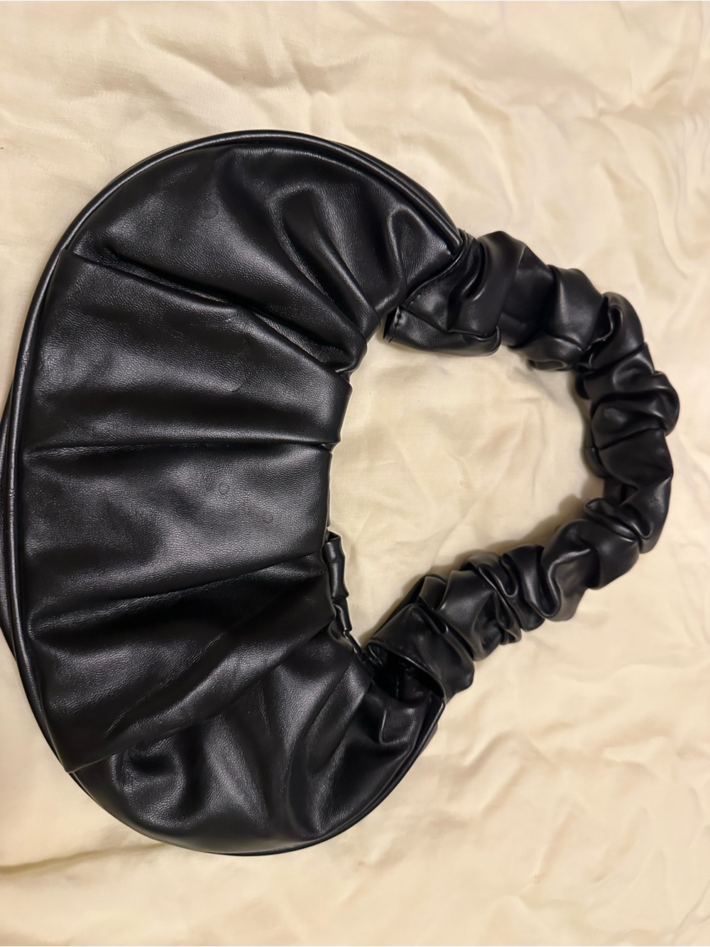 Classic Black Ruched Shoulder Bag